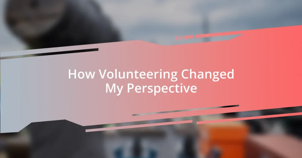 How Volunteering Changed My Perspective
