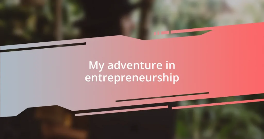 My adventure in entrepreneurship