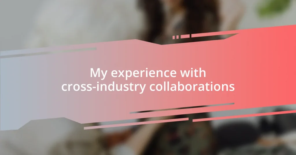 My experience with cross-industry collaborations