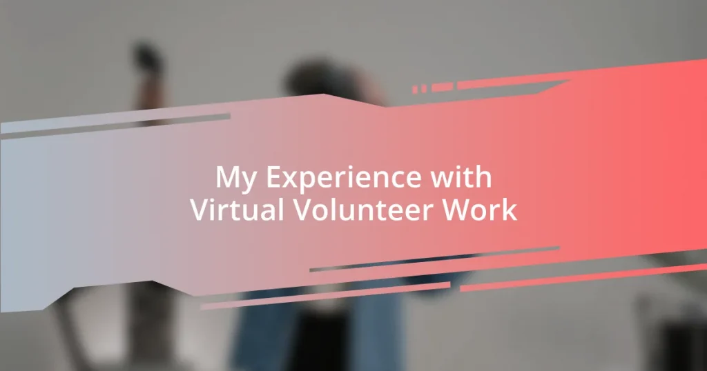 My Experience with Virtual Volunteer Work