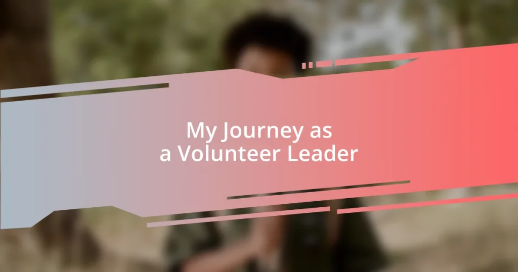 My Journey as a Volunteer Leader