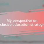 My perspective on inclusive education strategies