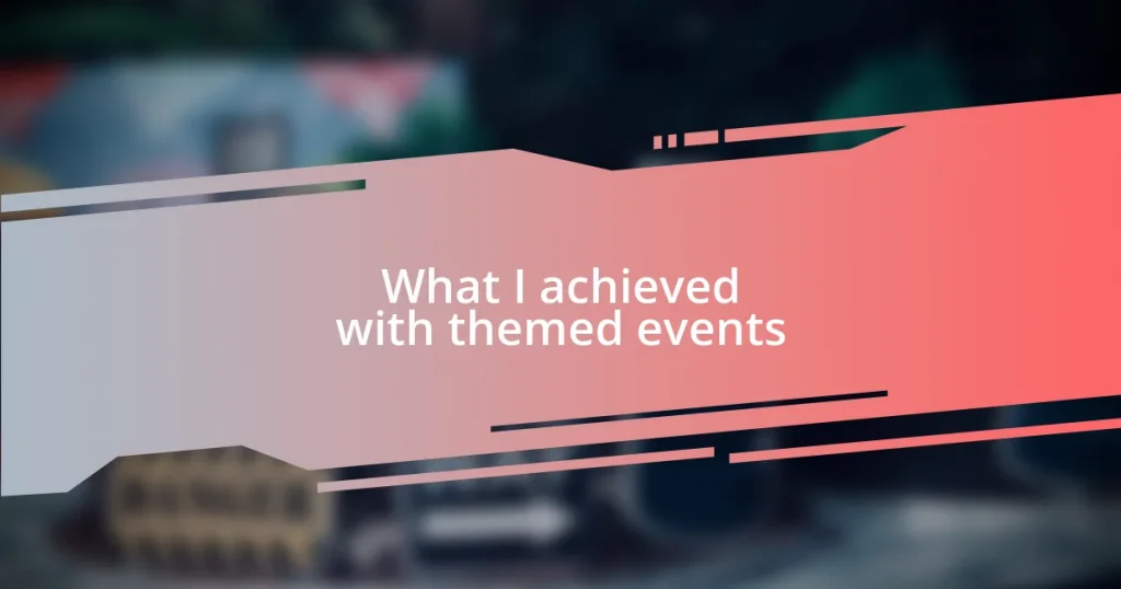 What I achieved with themed events