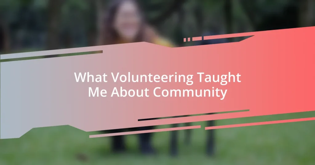 What Volunteering Taught Me About Community